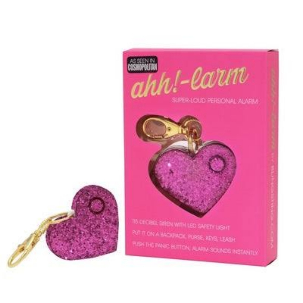 Pink Heart Personal Alarm with Clip